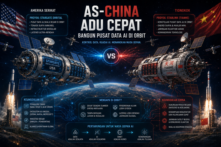 AS-China Adu Cepat Bangun Pusat Data AI di Orbit
