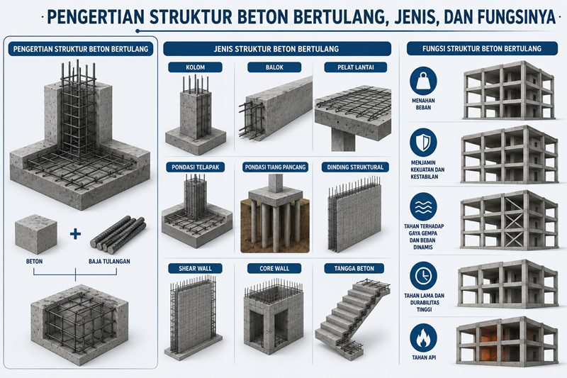 Pengertian Stuktur Beton Bertulang, Jenis, dan Fungsinya